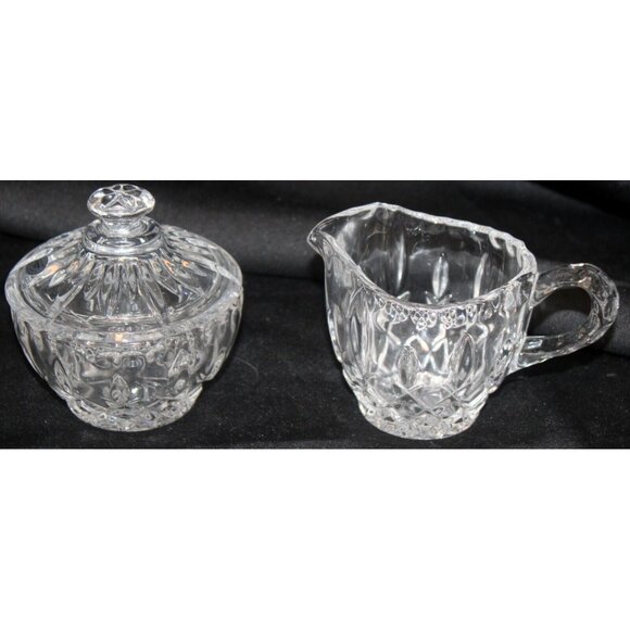 Vtg Gorham King Edward Collection Sugar & Cream Set C455 Glass Lead Crystal Lid - Picture 4 of 12